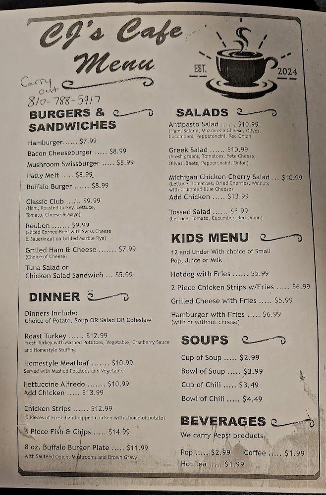 CJ's Cafe Menu image 1