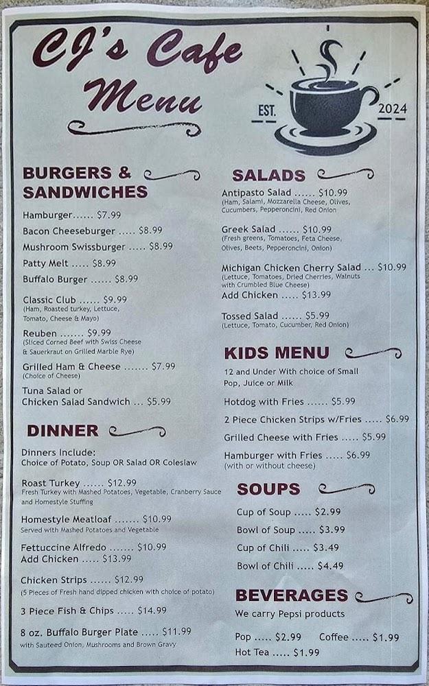 CJ's Cafe Menu image 2