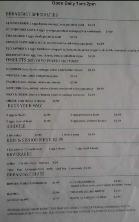 CJ's Cafe Menu image 4
